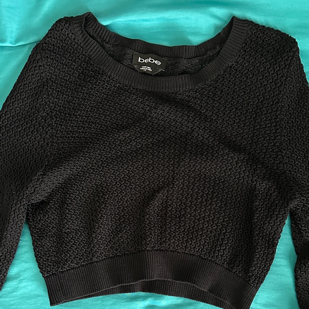 Bebe Black Textured Knit Top